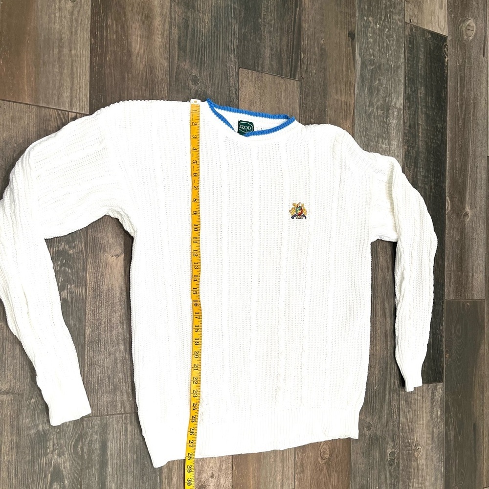 Vintage Izod Crest Logo Cable Knit Oversized Cotton Sweater XL Preppy Grandpa - Picture 7 of 9